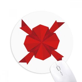 Dıythinker Kırmızı Soyut Noel Dekorasyonu Origami Baskılı Yuvarlak Kaymaz Kauçuk Mouse Pad