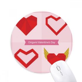 Dıythinker Kırmızı Soyut Noel Kalp Origami Baskılı Yuvarlak Kaymaz Kauçuk Mouse Pad
