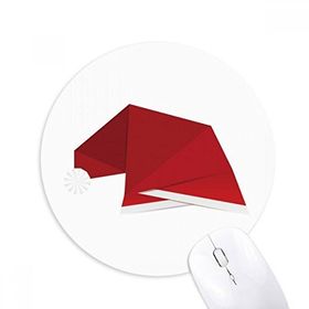Dıythinker Kırmızı Soyut Noel Şapkası Origami Baskılı Yuvarlak Kaymaz Kauçuk Mouse Pad