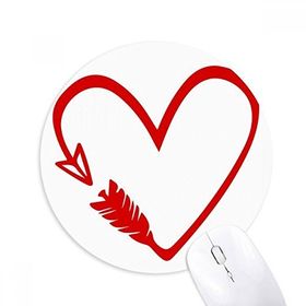 Dıythinker Kırmızı Tasarım Ok Kalp İllüstrasyon Baskılı Yuvarlak Kaymaz Kauçuk Mouse Pad