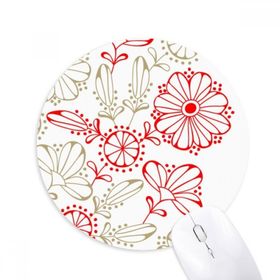 Dıythinker Kırmızı Taze Çiçekler Çimen Dekoratif Baskılı Yuvarlak Kaymaz Kauçuk Mouse Pad