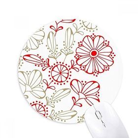 Dıythinker Kırmızı Taze Çiçekler Çimen Dekoratif Baskılı Yuvarlak Kaymaz Kauçuk Mouse Pad