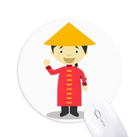 Dıythinker Kırmızı Uzun Elbise Çin Çizgi Film Baskılı Yuvarlak Kaymaz Kauçuk Mouse Pad