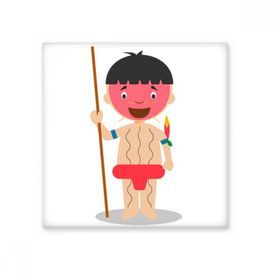 Dıythinker Kırmızı Venezuela Yanomami Çizgi Film 15x15 cm Seramik Karo