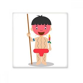 Dıythinker Kırmızı Venezuela Yanomami Çizgi Film 15x15 cm Seramik Karo