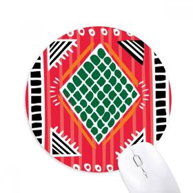 Dıythinker Kırmızı Yeşil Çizgi Meksika Totems Antik Medeniyet Baskılı Yuvarlak Kaymaz Kauçuk Mouse Pad