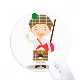 Dıythinker Kırmızı Yeşil İskoçya Çizgi Film Baskılı Yuvarlak Kaymaz Kauçuk Mouse Pad