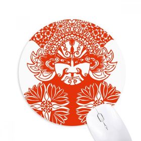 Dıythinker Kırmızı Yüz Maskesi Pekin Opera Kağıt Kesim Baskılı Yuvarlak Kaymaz Kauçuk Mouse Pad