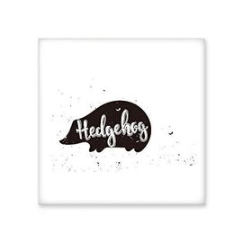 Dıythinker Kirpi Siyah ve Beyaz Hayvan 15x15 cm Seramik Karo