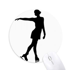 Dıythinker Kış Kadın Paten Spor Desenli Baskılı Yuvarlak Kaymaz Kauçuk Mouse Pad