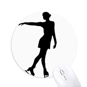 Dıythinker Kış Kadın Paten Spor Desenli Baskılı Yuvarlak Kaymaz Kauçuk Mouse Pad