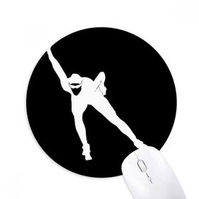 Dıythinker Kış Pateni Spor Siyah Siluet Baskılı Yuvarlak Kaymaz Kauçuk Mouse Pad