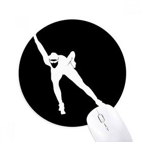 Dıythinker Kış Pateni Spor Siyah Siluet Baskılı Yuvarlak Kaymaz Kauçuk Mouse Pad