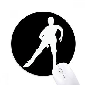 Dıythinker Kış Spor Kayak Siyah Siluet Baskılı Yuvarlak Kaymaz Kauçuk Mouse Pad