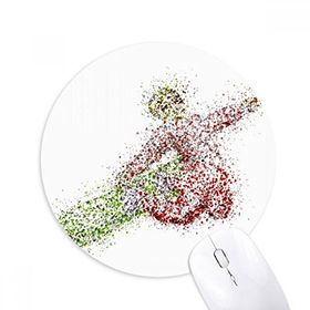 Dıythinker Kış Spor Kaykay Suluboya Desenli Baskılı Yuvarlak Kaymaz Kauçuk Mouse Pad