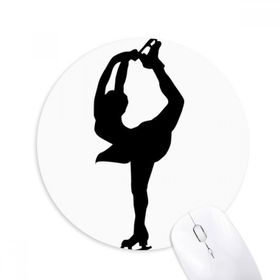 Dıythinker Kış Sporları Kadın Paten Silüeti Baskılı Yuvarlak Kaymaz Kauçuk Mouse Pad