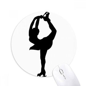 Dıythinker Kış Sporları Kadın Paten Silüeti Baskılı Yuvarlak Kaymaz Kauçuk Mouse Pad