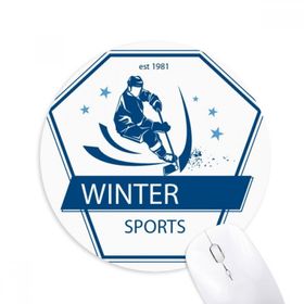 Dıythinker Kış Sporları Kayak Kar İllüstrasyonu Baskılı Yuvarlak Kaymaz Kauçuk Mouse Pad