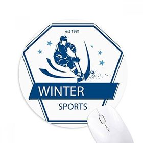 Dıythinker Kış Sporları Kayak Kar İllüstrasyonu Baskılı Yuvarlak Kaymaz Kauçuk Mouse Pad