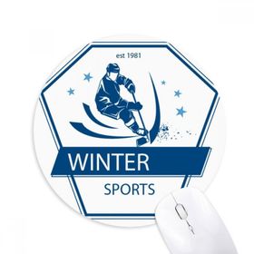 Dıythinker Kış Sporları Kayak Kar İllüstrasyonu Baskılı Yuvarlak Kaymaz Kauçuk Mouse Pad