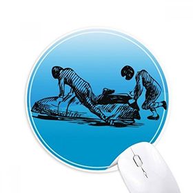 Dıythinker Kış Sporları Kayak Kayak ve Bot İllüstrasyon Baskılı Yuvarlak Kaymaz Kauçuk Mouse Pad