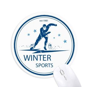 Dıythinker Kış Sporları Kayak Kıyafeti ve Bot Desenli Baskılı Yuvarlak Kaymaz Kauçuk Mouse Pad