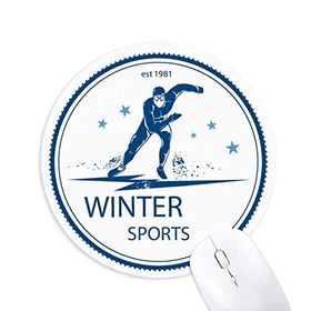 Dıythinker Kış Sporları Kayak Kıyafeti ve Bot Desenli Baskılı Yuvarlak Kaymaz Kauçuk Mouse Pad