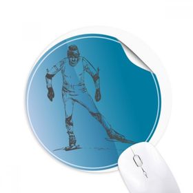 Dıythinker Kış Sporları Kayak ve Bot İllüstrasyon Baskılı Yuvarlak Kaymaz Kauçuk Mouse Pad