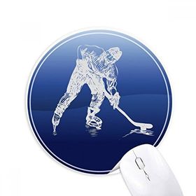 Dıythinker Kış Sporları Paten ve Buz Hokeyi Suluboya Baskılı Yuvarlak Kaymaz Kauçuk Mouse Pad