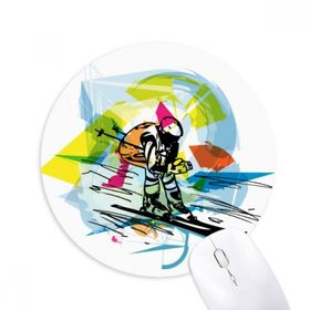 Dıythinker Kış Sporları Serbest Stil Kayak İllüstrasyonu Baskılı Yuvarlak Kaymaz Kauçuk Mouse Pad