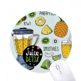 Dıythinker Kivi Ananas Meyve İllüstrasyon Desen Baskılı Yuvarlak Kaymaz Kauçuk Mouse Pad