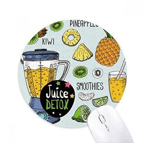 Dıythinker Kivi Ananas Meyve İllüstrasyon Desen Baskılı Yuvarlak Kaymaz Kauçuk Mouse Pad