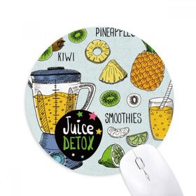 Dıythinker Kivi Ananas Meyve İllüstrasyon Desen Baskılı Yuvarlak Kaymaz Kauçuk Mouse Pad