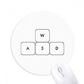 Dıythinker Klavye Sembolü ASWD Baskılı Yuvarlak Kaymaz Kauçuk Mouse Pad