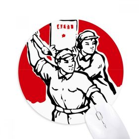 Dıythinker Komünist Kağıt Kırmızı Vatanseverlik Baskılı Yuvarlak Kaymaz Kauçuk Mouse Pad
