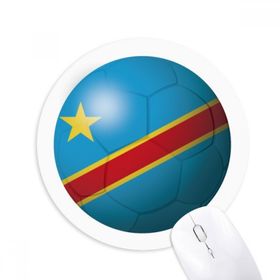 Dıythinker Kongo Ulusal Bayrak Futbol Baskılı Yuvarlak Kaymaz Kauçuk Mouse Pad