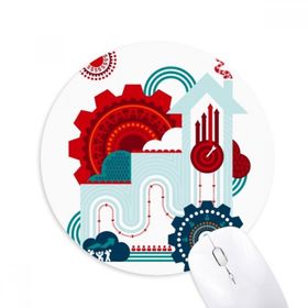 Dıythinker Kontrast-Renkli Dişli Saat Ev İllüstrasyonu Baskılı Yuvarlak Kaymaz Kauçuk Mouse Pad