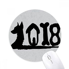 Dıythinker Köpek 2018 Tip Happy New Year Baskılı Yuvarlak Kaymaz Kauçuk Mouse Pad