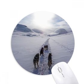 Dıythinker Köpek Hayvan Kar Husky Resim Baskılı Yuvarlak Kaymaz Kauçuk Mouse Pad