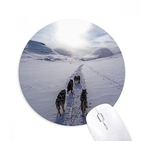 Dıythinker Köpek Hayvan Kar Husky Resim Baskılı Yuvarlak Kaymaz Kauçuk Mouse Pad