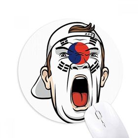 Dıythinker Kore Bayrağı Yüz Makyaj Maskesi Çığlık atan Şapka Baskılı Yuvarlak Kaymaz Kauçuk Mouse Pad