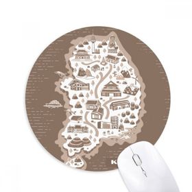 Dıythinker Kore Haritası Seul ve Busan Baskılı Yuvarlak Kaymaz Kauçuk Mouse Pad