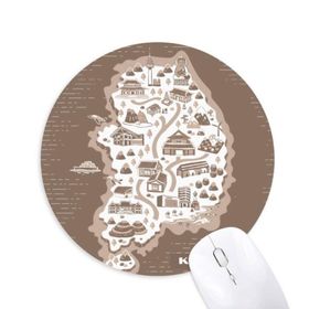 Dıythinker Kore Haritası Seul ve Busan Baskılı Yuvarlak Kaymaz Kauçuk Mouse Pad