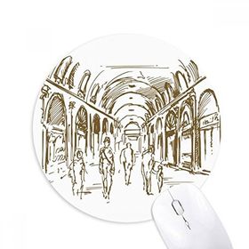 Dıythinker Koridor Simgesi Eskiz Manzara Baskılı Yuvarlak Kaymaz Kauçuk Mouse Pad