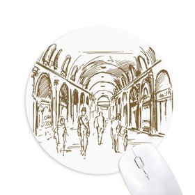 Dıythinker Koridor Simgesi Eskiz Manzara Baskılı Yuvarlak Kaymaz Kauçuk Mouse Pad