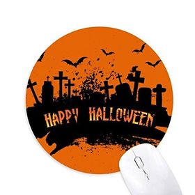 Dıythinker Korku Gece Mezarlığı Cadılar Bayramı Baskılı Yuvarlak Kaymaz Kauçuk Mouse Pad