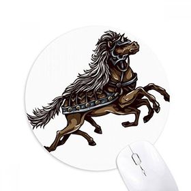 Dıythinker Koşan At Zırhı Hayvan Sanatı Tahıl Baskılı Yuvarlak Kaymaz Kauçuk Mouse Pad