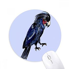 Dıythinker Koyu Mavi Papağan Kuş Baskılı Yuvarlak Kaymaz Kauçuk Mouse Pad