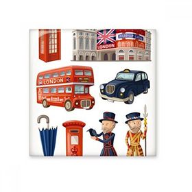 Dıythinker Kraliyet Askerleri Kırmızı Telefon Kabini Britanya İngiltere Londra Seramik 10x10 cm Seramik Karo