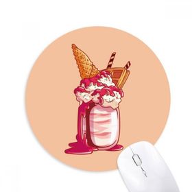 Dıythinker Krem Çikolata Bisküvi Dondurma Baskılı Yuvarlak Kaymaz Kauçuk Mouse Pad